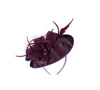 BELLIFFY 1pc Mesh Headband Hat Bride Headpieces for Wedding Headwear for Women Black Hair Clips White Hair Clip Green Headphones Flapper Headpiece Party Imitation Linen Purple