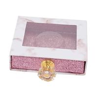 BELLIFFY 1pc Portable Glitter Eyelash Case Window Diamond Handle Square False Eyelash Packaging Box Multi-functional Organizer for Travel Beauty and Storage