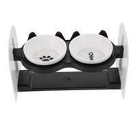 BELLIFFY 1set Ceramic Cat Bowl Adjustable Stand Feeding Bowls for Cats Kittens Easy to Clean Tilted Design to Prevent Spills for Indoor Use