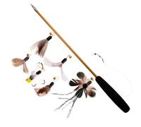 BELLIFFY 1set Interactive Cat Teaser Stick Artificial Bugs and Insect Refills for Indoor Cats Stimulates Hunting Instinct Keeps Kittens Active and Engaged