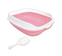 BELLIFFY 1set Semi Closed Cat Litter Box for Kittens and Small Cats Anti-splashing Design Easy Cleaning Open Top Pan Durable Material Comfortable and Robust Litter Tray for Effortless