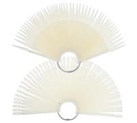 BELLIFFY 200 Pcs Nail Display Sticks and Practice False Tips Fan-shaped Natural Color with Metal Ring for Nail Salons and Beginners