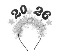 BELLIFFY 2026 New Year Eve Headband Star Hair Hoop Silver Lightweight Party Accessories for Women Girls Holiday Celebration Hairband