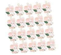 BELLIFFY 20pcs Alloy Rabbit Charms DIY Keychain Pendants for Jewelry Making Adorable Bunny Design with High Polish Alloy Material Random Patterns for Bracelet Necklace Accessories