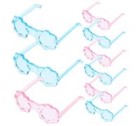 BELLIFFY 20pcs Miniature Plastic Flower Sunglasses Props for Dolls Adorable Mini Dress Up Eyeglasses in Pink and Blue Creative Doll Accessories for DIY and Fashionable Styling