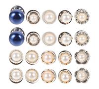 BELLIFFY 20pcs No Sew Pearl Collar Corsages Snap Buttons for Women S Clothes Safety Buckles Removable Brooch Buttons for Shirts Cardigans Dresses Easy DIY Fashion Shawl Accessories