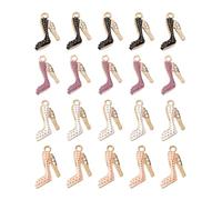 BELLIFFY 20pcs Shoe Shape Charms Bulk Jewelry Cute Shoe Keychain Bridal Charms DIY Rhinestone Alloy Crystal