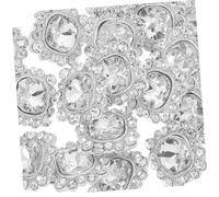 BELLIFFY 24pcs Rhinestone Crystal Buttons with Shank for Sewing Square Silver Flower Embellishments for DIY Clothing Bags Wedding Bridal Bouquet Decoration Sparkling Craft Accessories