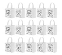 BELLIFFY 25pcs Heart-shaped White Paper Treat Boxes with Handles Hollow Design for Bridal Shower Valentine S Day Wedding Favor Packaging Portable Easy Assembly Wrapping Boxes for Presents