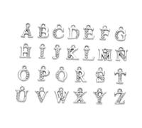 BELLIFFY 26Pcs Alloy English Alphabet Pendants with Rhinestones Capital Letter Decorative Charms for Jewelry Making DIY Necklace and Bracelet Accessories White Bulk for Craft Projects