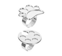 BELLIFFY 2pcs Adjustable Manicure Mixing Ring Nail Polish Holder Palette with Round Wells for Custom Color Blending and Nail Art Supplies Unisex Finger Ring