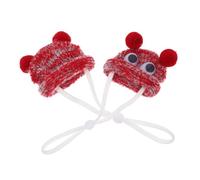 BELLIFFY 2pcs Adjustable Mini Knitted Hat for Hamsters and Small Pets Soft Handmade Caps with Cord Lock Cute Small Animal Headwear for Guinea Pigs Lizards and Tiny Pets Red