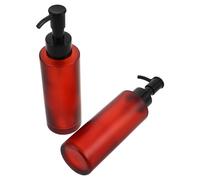BELLIFFY 2pcs Amber Glass Pump Bottles Refillable Burgundy Cosmetic Dispenser for Oil Makeup Remover Lotion Shampoo Travel-friendly Leakproof Containers with Precise Dosage Control and