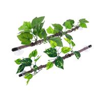 BELLIFFY 2pcs Artificial Reptile Climbing Branches with Flexible Green Leaves and Suction Cups Jungle Vines for Gecko Chameleon Snake Terrarium Habitat Decor Exercise and Easy Maintenance