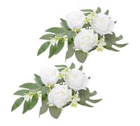 BELLIFFY 2pcs Artificial Rose Candle Ring Wreath for Pillars