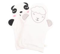 BELLIFFY 2pcs Baby Bath Gloves Large Cartoon Animal Shape Skin Scrubbing Mitts Exfoliating Shower Gloves for Boys and Girls Bath Accessories White Panda and Sheep