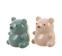 BELLIFFY 2pcs Bear-shaped Nail Scrubber Brush for Hand and Toe Cleaning Brush with Fine Bristles for Deep Dirt Removal in Beige and Dark Green
