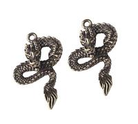 BELLIFFY 2pcs Brass Dragon Keychain Pendants Retro Vintage Chinese Zodiac Craft DIY Decor Hanging Charms for Jewelry Making and Key Accessories