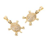 BELLIFFY 2PCS Brass Turtle Charms with Sparkling Stones for DIY Jewelry Making Pendant Crafts Keychain and Bracelet Accessories Timeless Turtle Presents for Women Ocean Life Inspired