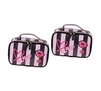 BELLIFFY 2pcs Chic Makeup Pouch Lightweight Portable Travel Toiletry Bag for Cosmetics Organization Pu and Storage for Women and Girls