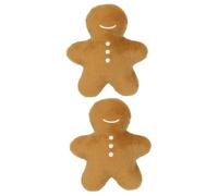 BELLIFFY 2pcs Christmas Gingerbread Man Plush Dog Toy Interactive Chew Pet Toy for Dogs Festive Holiday Design for Teething Puppies and Boredom Relief