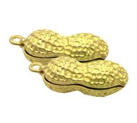 BELLIFFY 2pcs Copper Peanut Shape Pendant Keychain Charms with Retro Decorative Design for DIY Bag Pendant Accessories in Golden Colour
