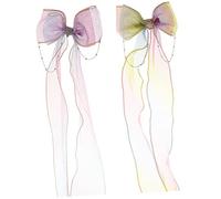 BELLIFFY 2pcs Cute Bow Hair Clips Ribbons for Girls Lightweight Hair Accessories for Parties and Everyday Use