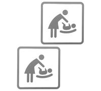 BELLIFFY 2pcs Diaper Changing Station Signs with Self-adhesive Backing, Silver Care and Unisex Restroom Signage for Public Bathrooms, Offices, Shopping Malls, and Cafes, 4x4 Inch