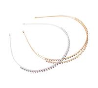 BELLIFFY 2pcs Double Rhinestone Headband Sparkly Wedding Hair Accessories Lightweight Comfortable Secure Crystal Hairband for Brides Bridesmaids Tiara