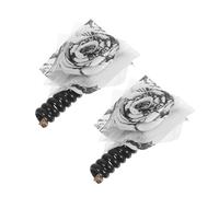 BELLIFFY 2pcs Elegant Chinese Style Hair Tie Bangle Beaded Spiral Telephone Cord Hair Coils with Flower Design Puff Bubble Braid Ponytail Holders for Women Versatile Hairstyling Accessories