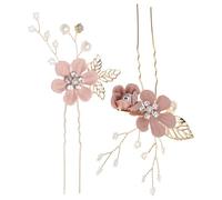 BELLIFFY 2pcs Elegant Handcrafted U-shaped Wedding Hairpin Bridal Hair Accessory for Brides Beautiful Flower Accents for Weddings and Special Occasions