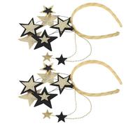 BELLIFFY 2pcs Five-pointed Star Glitter Headbands for Soft Flexible Sequin Hairbands with -gold Stars Comfortable Lightweight Party Hair Accessories for Birthday Year Holiday