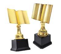 BELLIFFY 2pcs Gold Book Shaped Reading Trophy Award Large Plastic Winner Cup for Reading Competitions and Parent-activities Inspirational Keepsake for Encouraging Literacy