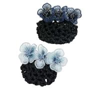 BELLIFFY 2pcs Hairnets for Dance Buns Lightweight Mesh Bun Covers with Flower Design Hair Snood Clips for Women Nurses and Flight Attendants Elegant Hair Accessories for Formal Hairstyles