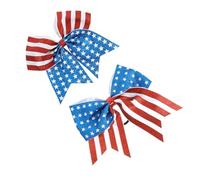 BELLIFFY 2pcs Independence Day Patriotic Hair Tie Set with Bowknot Elastic Hair Scrunchies for Red White Blue Accessories for July 4th Celebration