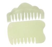 BELLIFFY 2pcs Jade Scalp Massage Combs Scraping Gua Sha Tools Compact Portable Hair Scalp Massagers for Face and Head Spa Therapy
