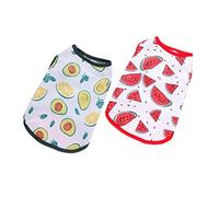 BELLIFFY 2pcs Lightweight Breathable Dog T-shirts Quick Dry Pet Vest for Cats and Dogs Stylish Sleeveless Design Fun Fruit Patterns Avocado Watermelon