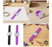 BELLIFFY 2pcs Magnetic Wrist Sewing Pincushion Wristband Silicone Band, Portable Quilting Needle Pin Holder for Sewing and Braiding, Black and Purple
