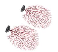 BELLIFFY 2pcs Medium Red Artificial Coral Sea Fan Aquarium Decorations Plastic Fish Tank Reef Ornaments for Aquatic Plant Landscape