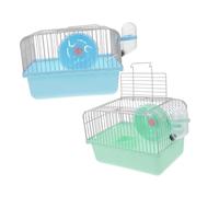 BELLIFFY 2pcs Portable Small Pet Cage for Hamsters and Mice Lightweight Travel Carrier with Exercise Wheel and Water Bottle Easy to Clean and Hygienic for Outdoor Adventures and Transport