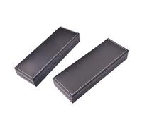 BELLIFFY 2pcs PU Leather Pencil Case Black Portable Stationery Box Pen Container Gift for Business Partners and Friends