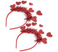 BELLIFFY 2pcs Red Heart Shaped Headbands Sequins Love Heart Hair Accessories for Valentine's Day Wedding Party and Birthday Celebration
