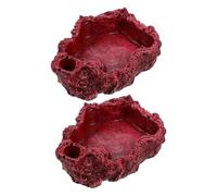 BELLIFFY 2Pcs Resin Reptile Feeding Bowls Stable Water and Food Dish for Tortoise Turtle Lizard Terrarium Feeder Pet Food Basins for Crawling Reptiles