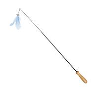 BELLIFFY 2pcs Retractable Interactive Cat Teaser Stick with Carbon Fiber Rods and Wooden Handles Kitten in Blue and Pink for Indoor Exercise and Play