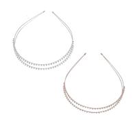 BELLIFFY 2Pcs Rhinestone Hair Hoops for Chic Double-layer Headbands in Rose Gold Silver Versatile Hair Decoration for Parties Daily Wear and
