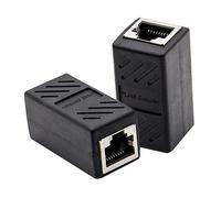 BELLIFFY 2pcs Rj45 Female to Female Coupler Cable Abs Material Ethernet Cable Adapter to Connect and Extend Network for Home and Office Use Black In-line Shielded Ethernet Joint Connector