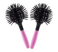 BELLIFFY 2pcs Round Hair Brush for Blow Drying Thick Curly Hair Heat-resistant Styling Comb with Scalp Massage Balls Detangling Tool Portable