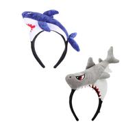 BELLIFFY 2pcs Shark Headbands Party Costume Accessories Adults Boys and Girls Shark Hats Silly Fish Headband Adorable Hair Decor Sea Creature