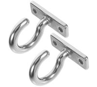 BELLIFFY 2pcs Stainless Steel Screw-in Hooks with Heavy Duty Durability, Flat Question Mark Shape for Hanging Plants and Decorations in Garden Or Commercial Use