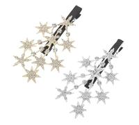 BELLIFFY 2pcs Star Rhinestone Hair Clips for Women Alloy Material with Firm Grip, Versatile Korean Style Hair Accessories for Weddings and Parties